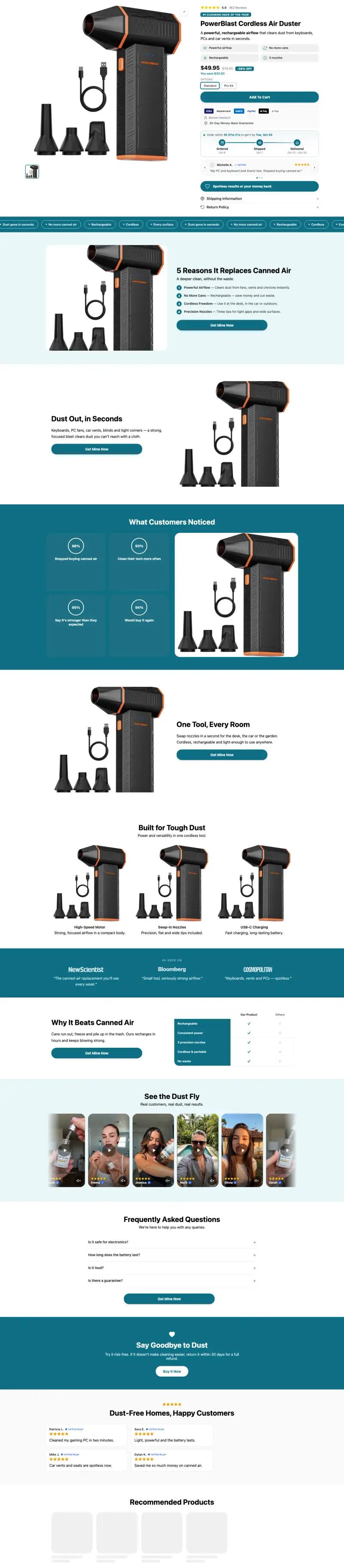 Cleaning & Organizing — Shopify product page template generated by Ecopy for a household product
