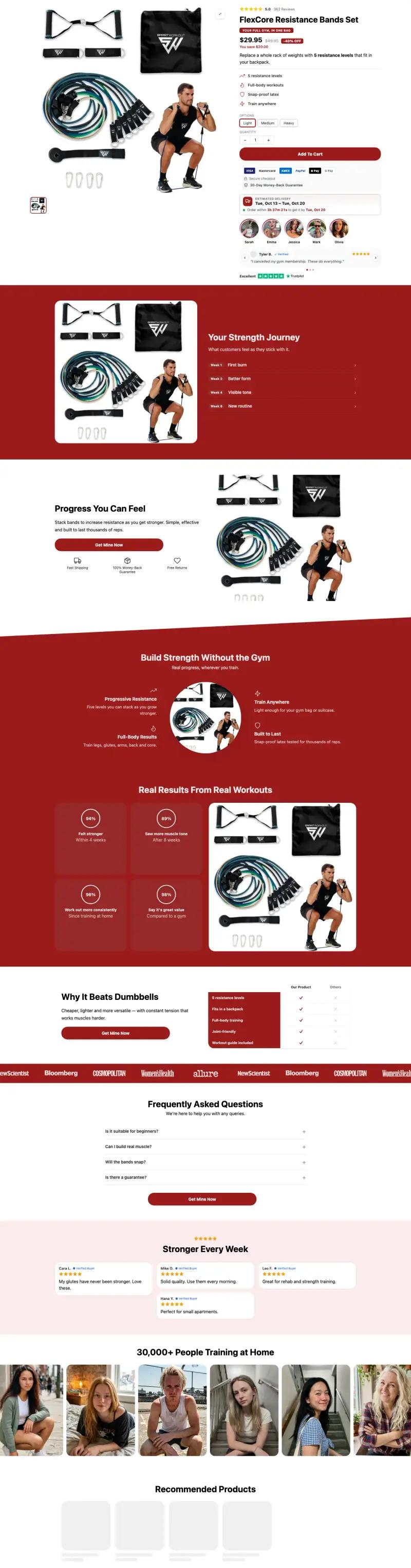 Fitness & Sports — Shopify product page template generated by Ecopy for a workout gear product