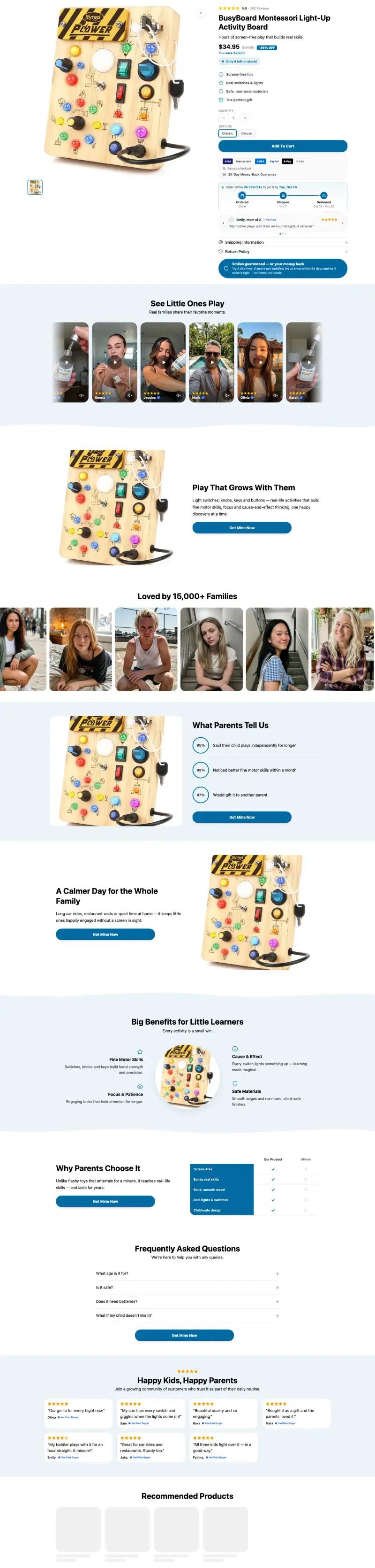 Kids & Baby — Shopify product page template generated by Ecopy for a toys & baby product