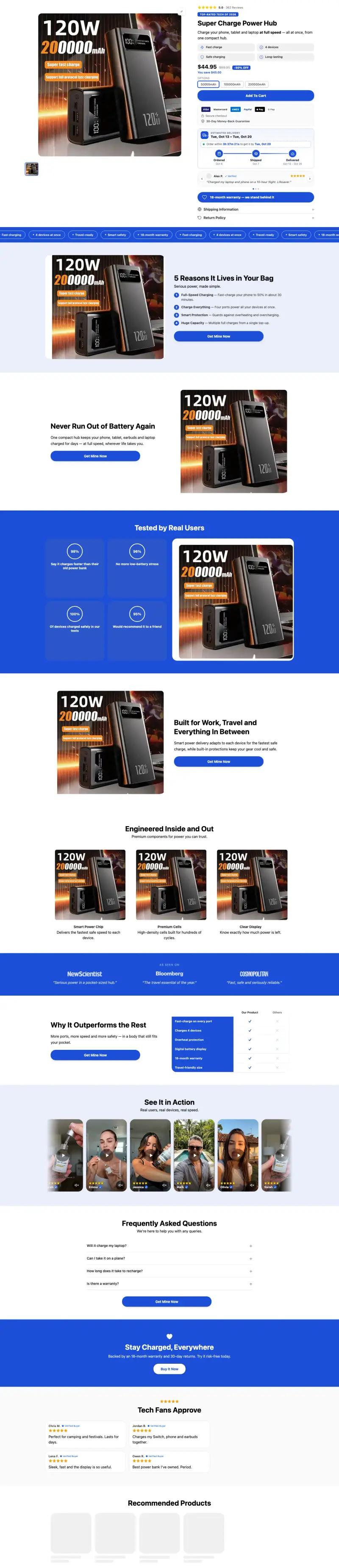 Tech & Gadgets — Shopify product page template generated by Ecopy for a electronics product